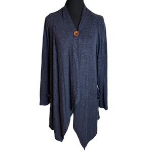 Bobeau Large Navy Drape Cardigan Sharkbite Hem